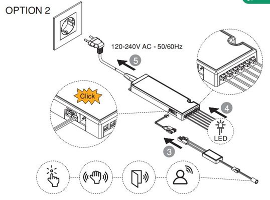 Controlador LED para gabinete Global 100-240V, controlador LED para muebles global letaron, CE/ENEC/UKCA/SAA/UL