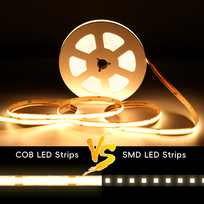 LETARON Tira de Luces LED COB 24V, Tira de LED, 480 LED/M, Super Brillante Alto Lumen 3000K Blanco Cálido 3m, Regulable con Cinta 3M, Fuente de Alimentación UL de 30W, INTERRUPTOR TÁCTIL para Dormitorio, Hogar, Cocina DIY