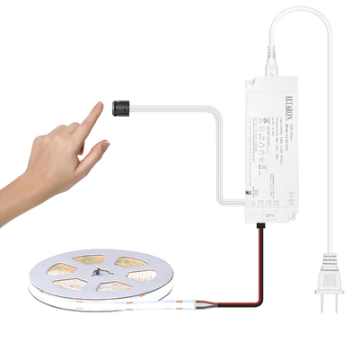 Tira de Luces LED LETARON COB 24V, Tira de LED, 480 LED/M, Super Brillante Alto Lumen 6000K Blanco 3m, Regulable con Cinta 3M, Fuente de Alimentación UL de 30W, INTERRUPTOR TÁCTIL para Dormitorio, Hogar, Cocina DIY